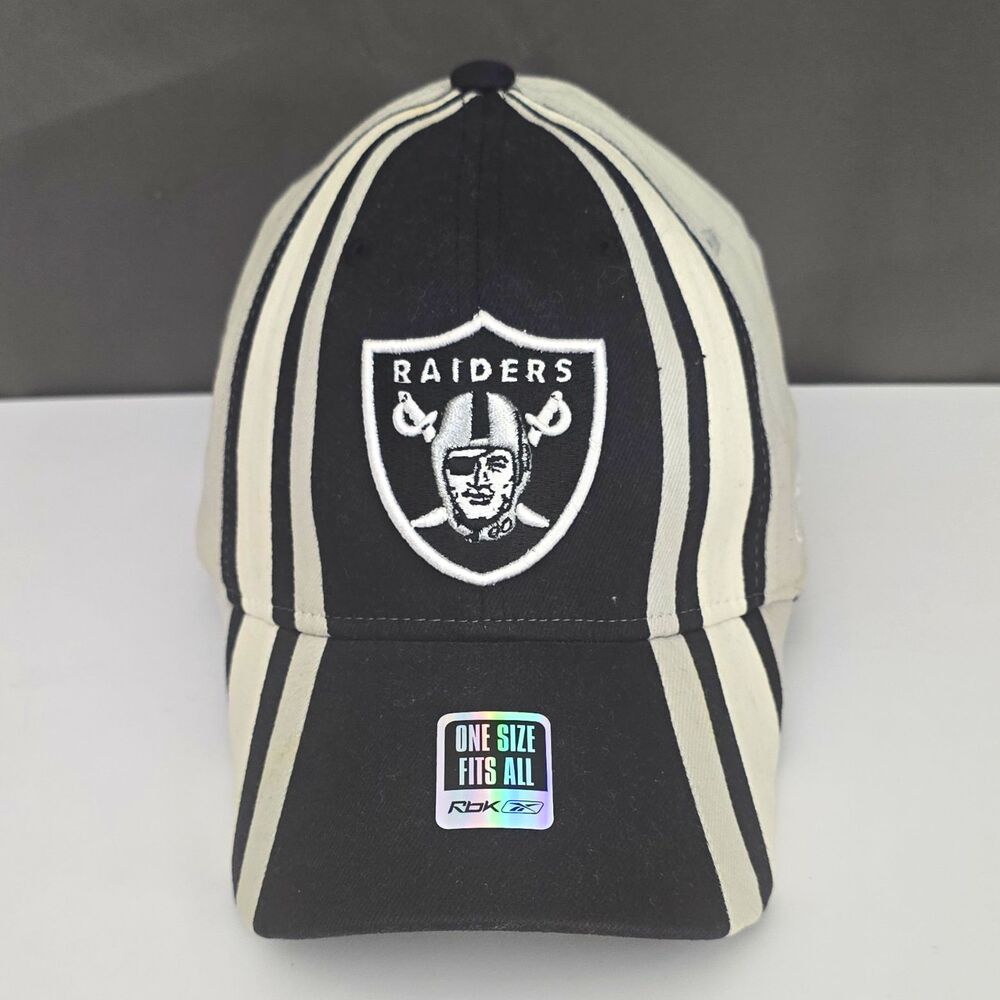 Reebok Oakland Raiders NFL Black/Beige Hat Cap One Size Officially Licensed
